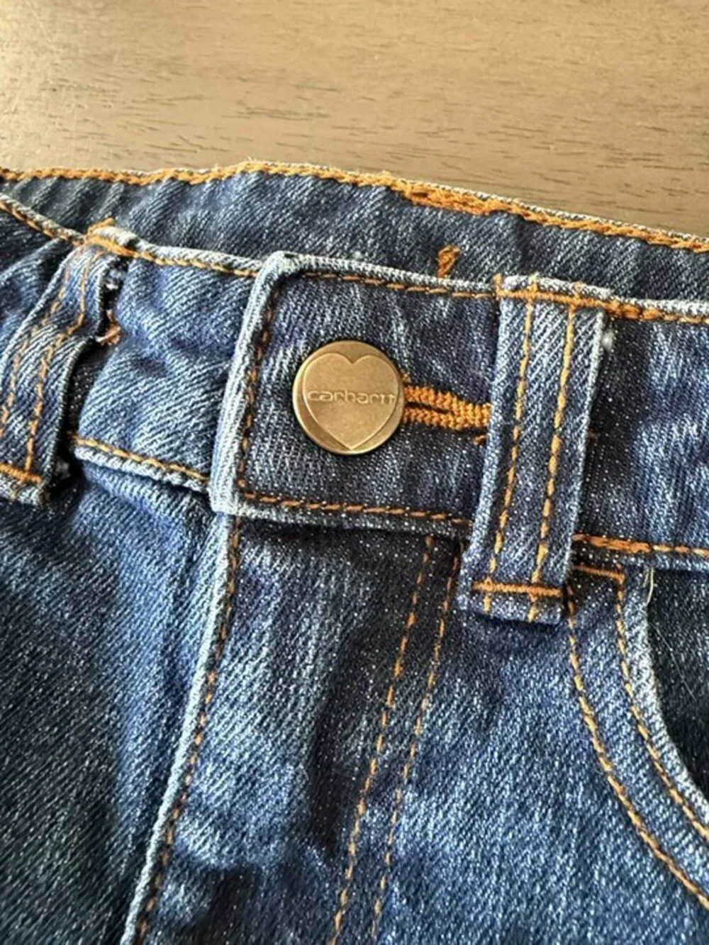 Carhartt Girls Size 5 Adjustable Waist Medium Wash Boot Cut Jeans